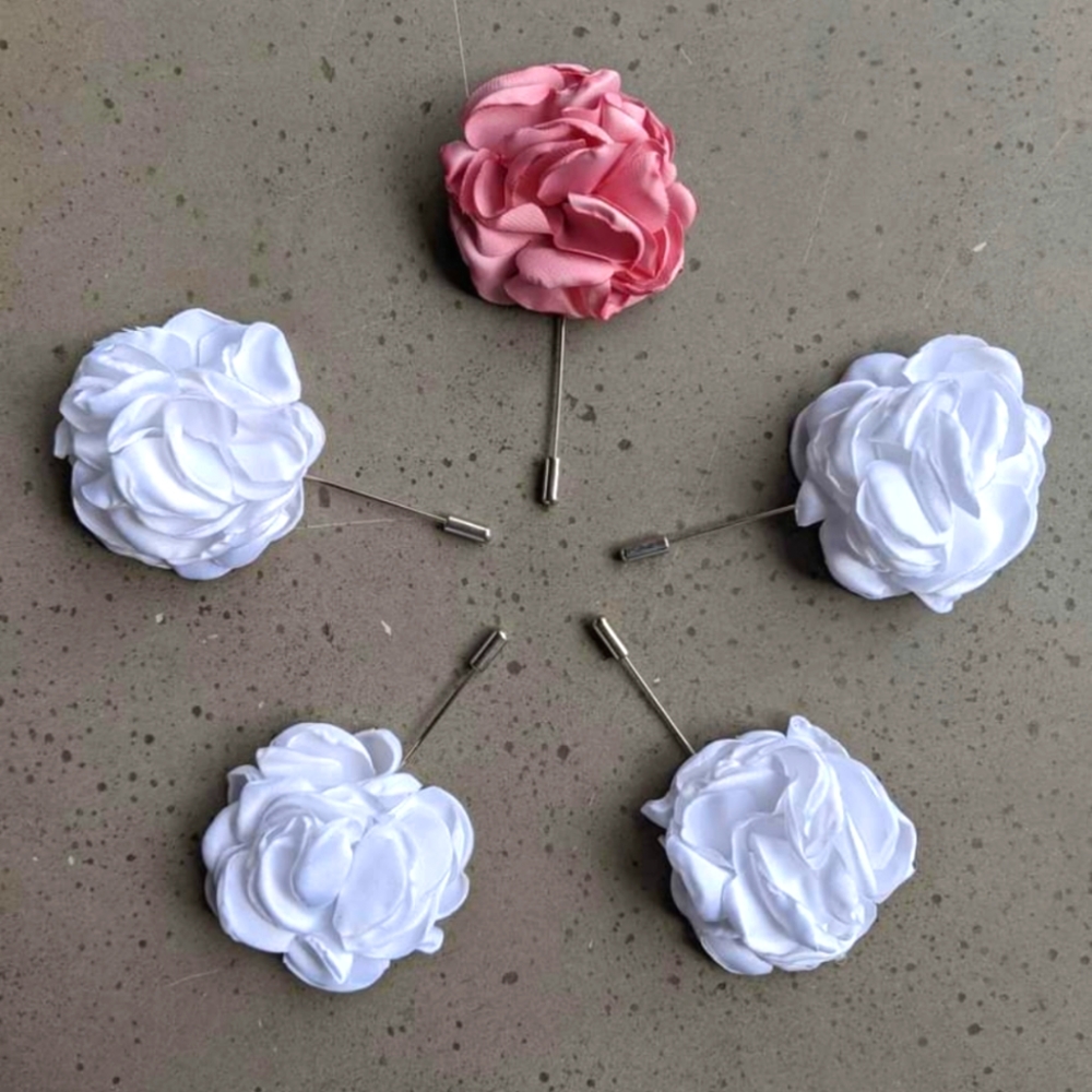 Satin Flower Wedding Lapel Pins